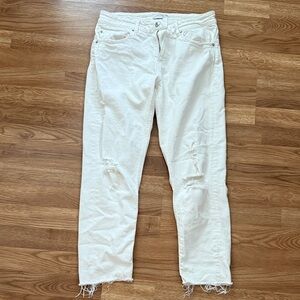 Zara white distressed jeans